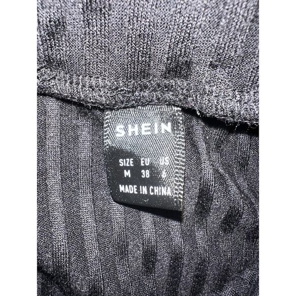 Shein Skirt Womens Medium Black Ribbed Knit Stretch Pull On Midi Pencil - Picture 3 of 6
